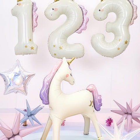 Folienballon Zahl ''3'' Einhorn, 93 cm PartyDeco 3