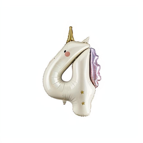 Folienballon Zahl ''4'' Einhorn, 93 cm PartyDeco 1