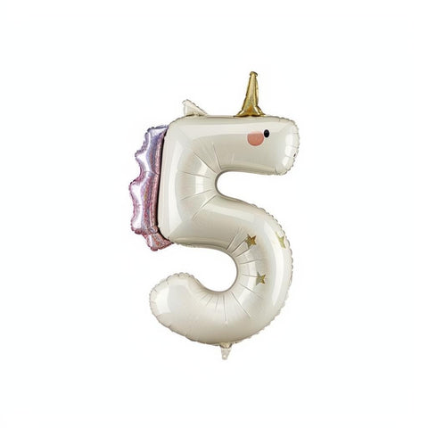 Folienballon Zahl ''5'' Einhorn, 93 cm PartyDeco 1