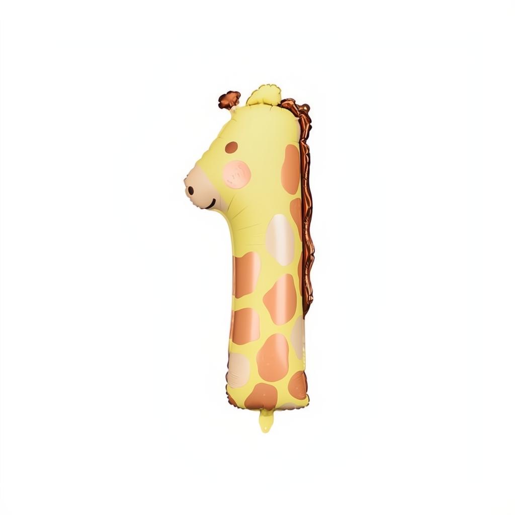 Folienballon Ziffer 1 - Giraffe, 48x96 cm PartyDeco 1