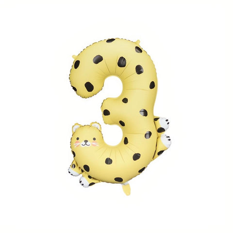 Folienballon Ziffer 3 - Gepard, 72.5x109 cm PartyDeco 1