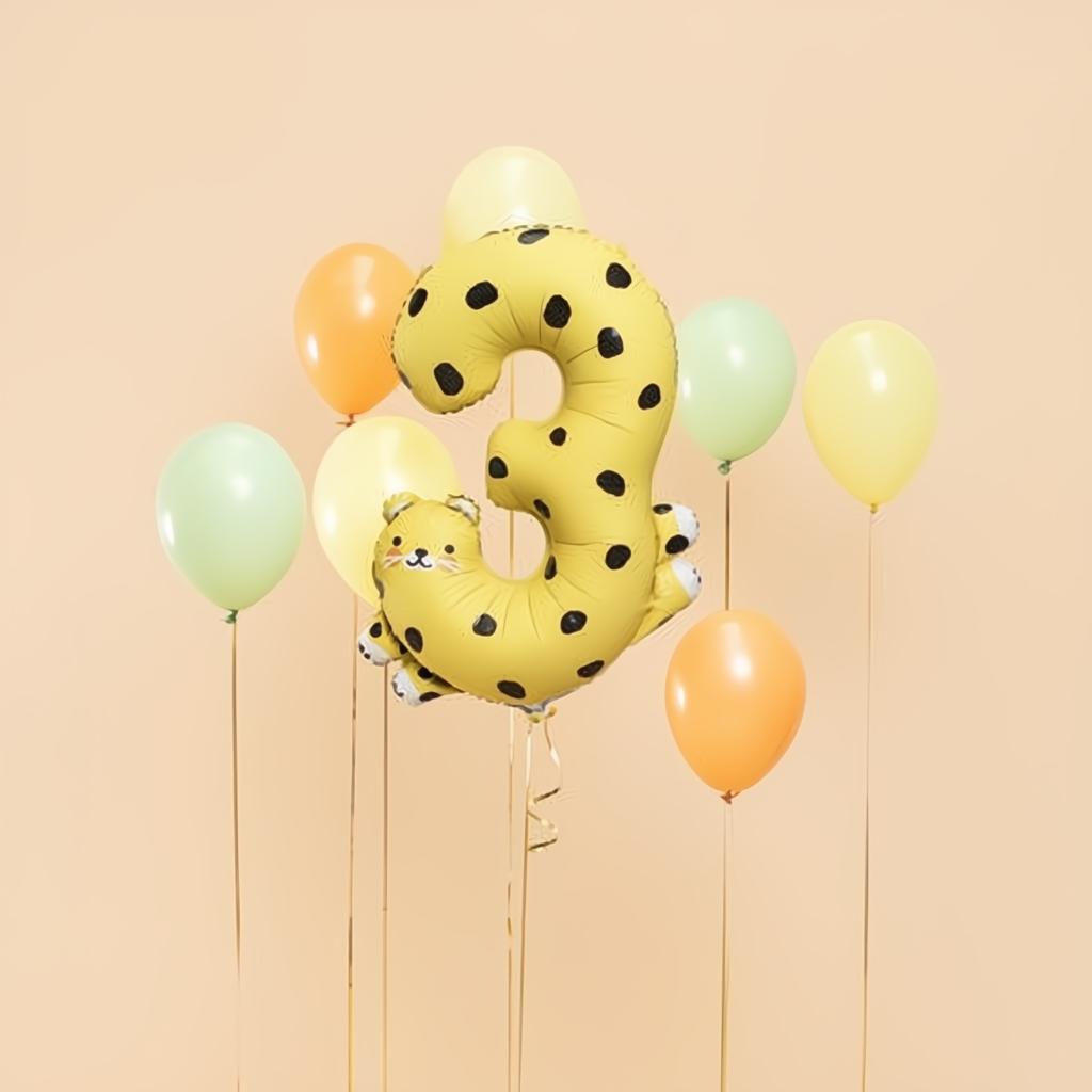 Folienballon Ziffer 3 - Gepard, 72.5x109 cm PartyDeco 2