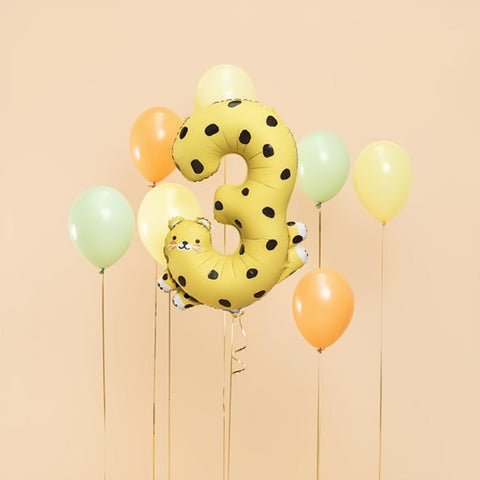 Folienballon Ziffer 3 - Gepard, 72.5x109 cm PartyDeco 2