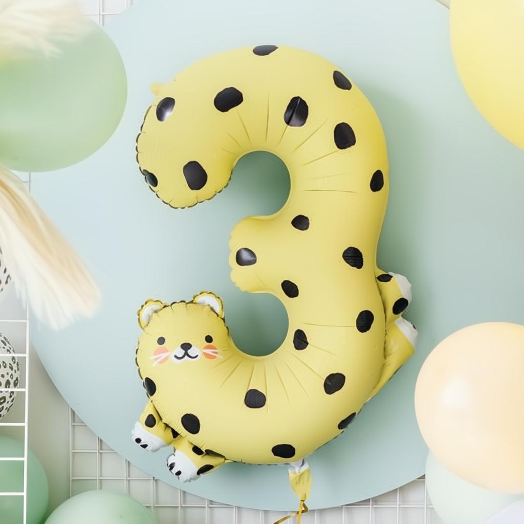 Folienballon Ziffer 3 - Gepard, 72.5x109 cm PartyDeco 3