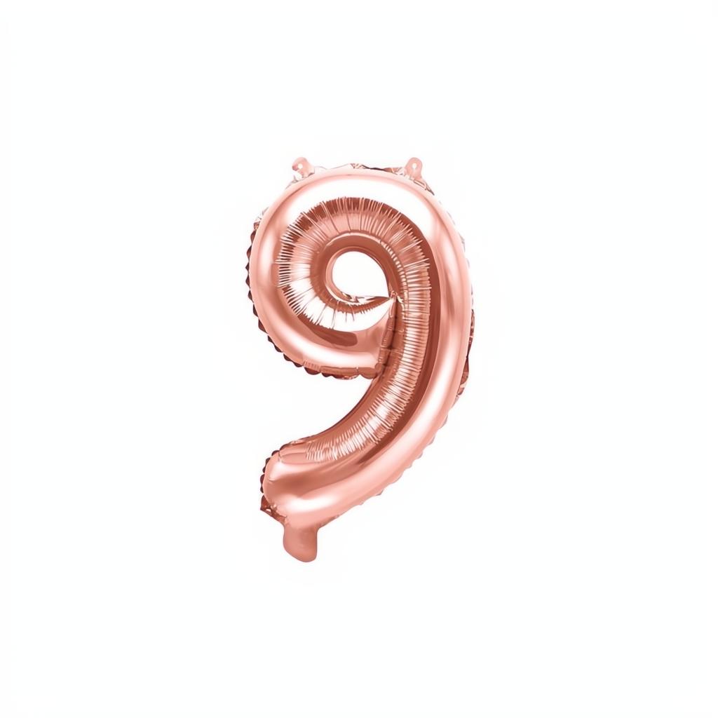 Folienballon Ziffer 35cm, roségold 0 bis 9 PartyDeco 10