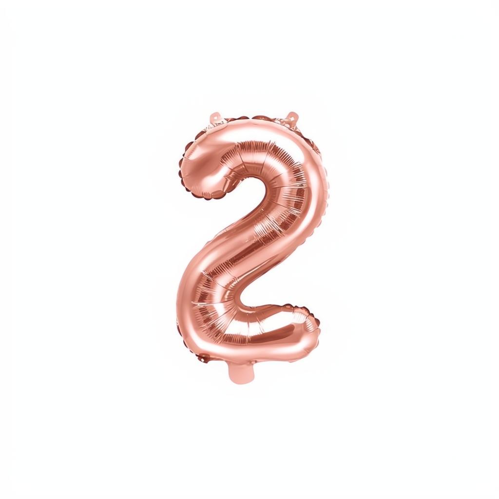 Folienballon Ziffer 35cm, roségold 0 bis 9 PartyDeco 3