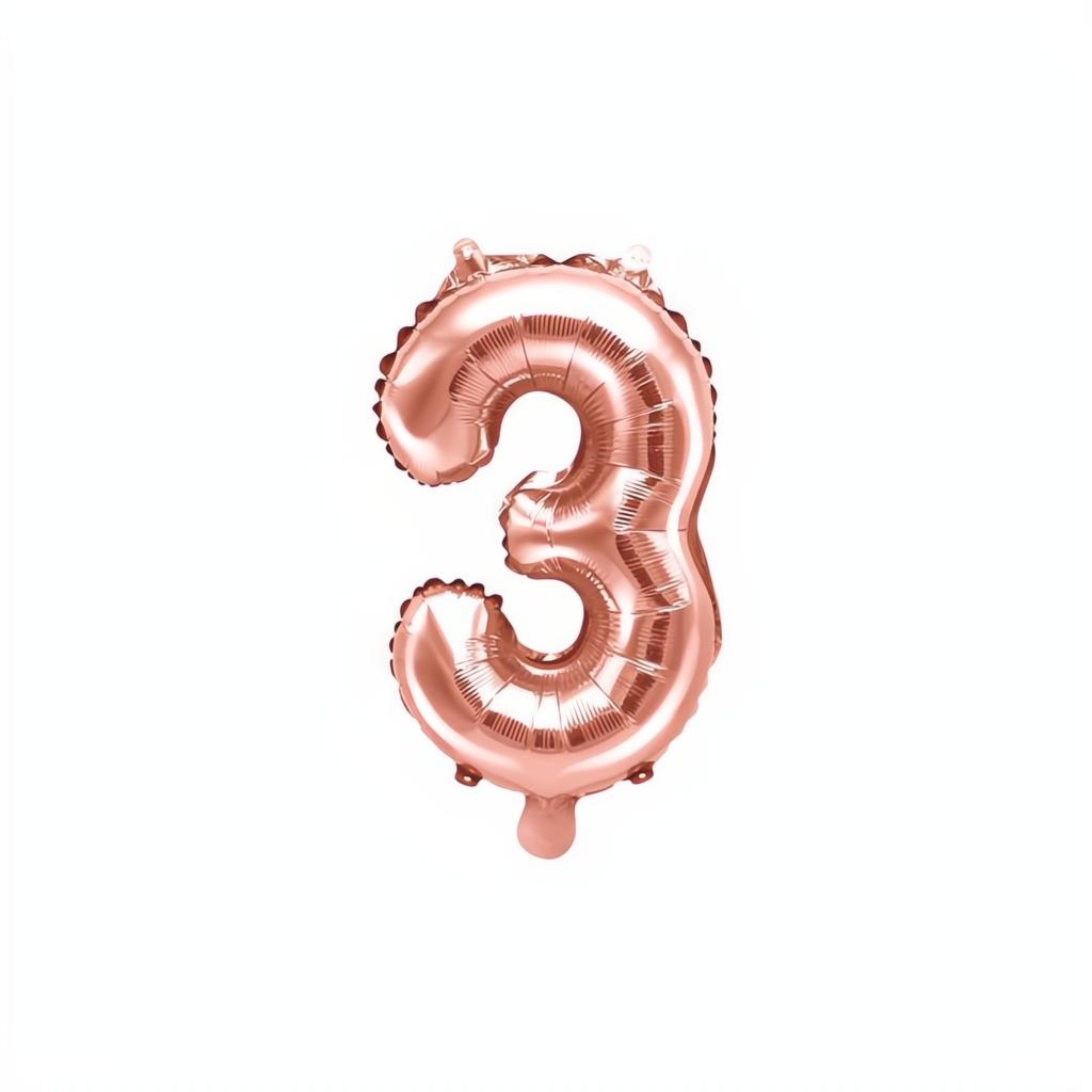 Folienballon Ziffer 35cm, roségold 0 bis 9 PartyDeco 4