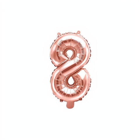 Folienballon Ziffer 35cm, roségold 0 bis 9 PartyDeco 9