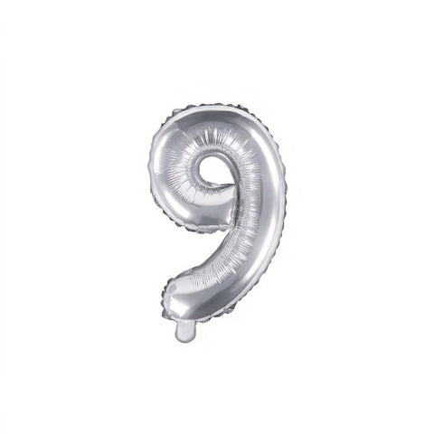 Folienballon Ziffer 35cm, silber PartyDeco 10