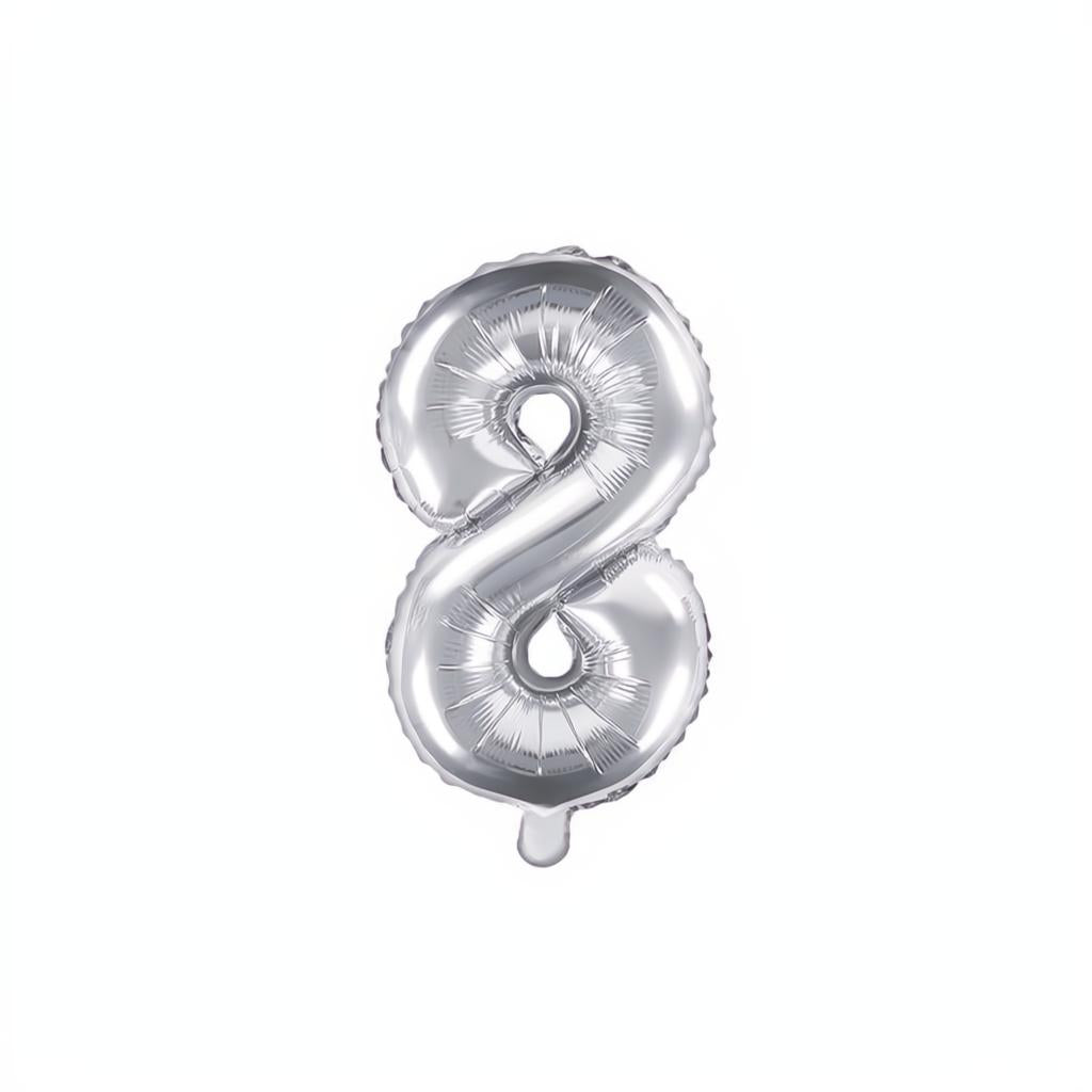 Folienballon Ziffer 35cm, silber PartyDeco 9