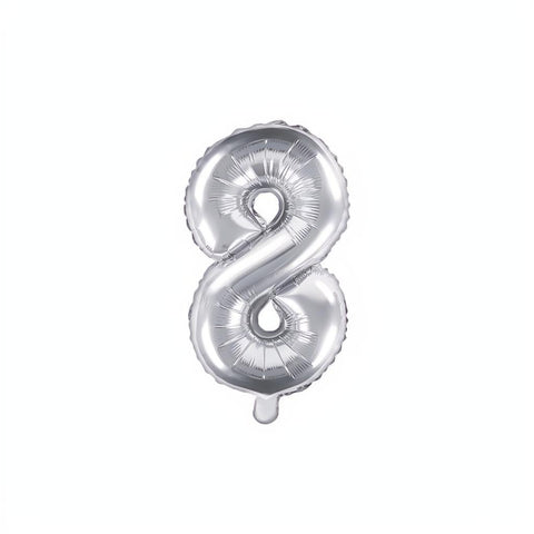 Folienballon Ziffer 35cm, silber PartyDeco 9