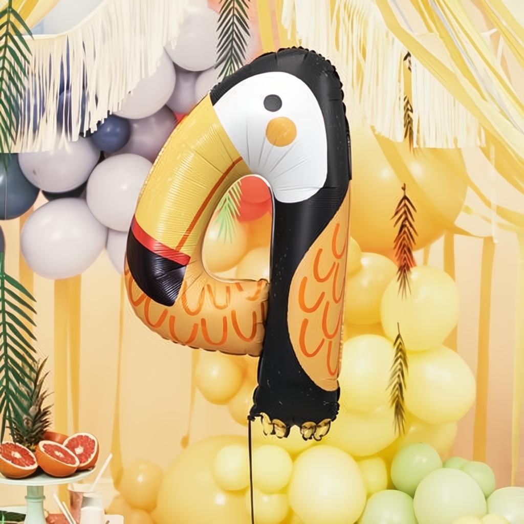 Folienballon Ziffer 4 - Tukan, 68x91 cm PartyDeco 4