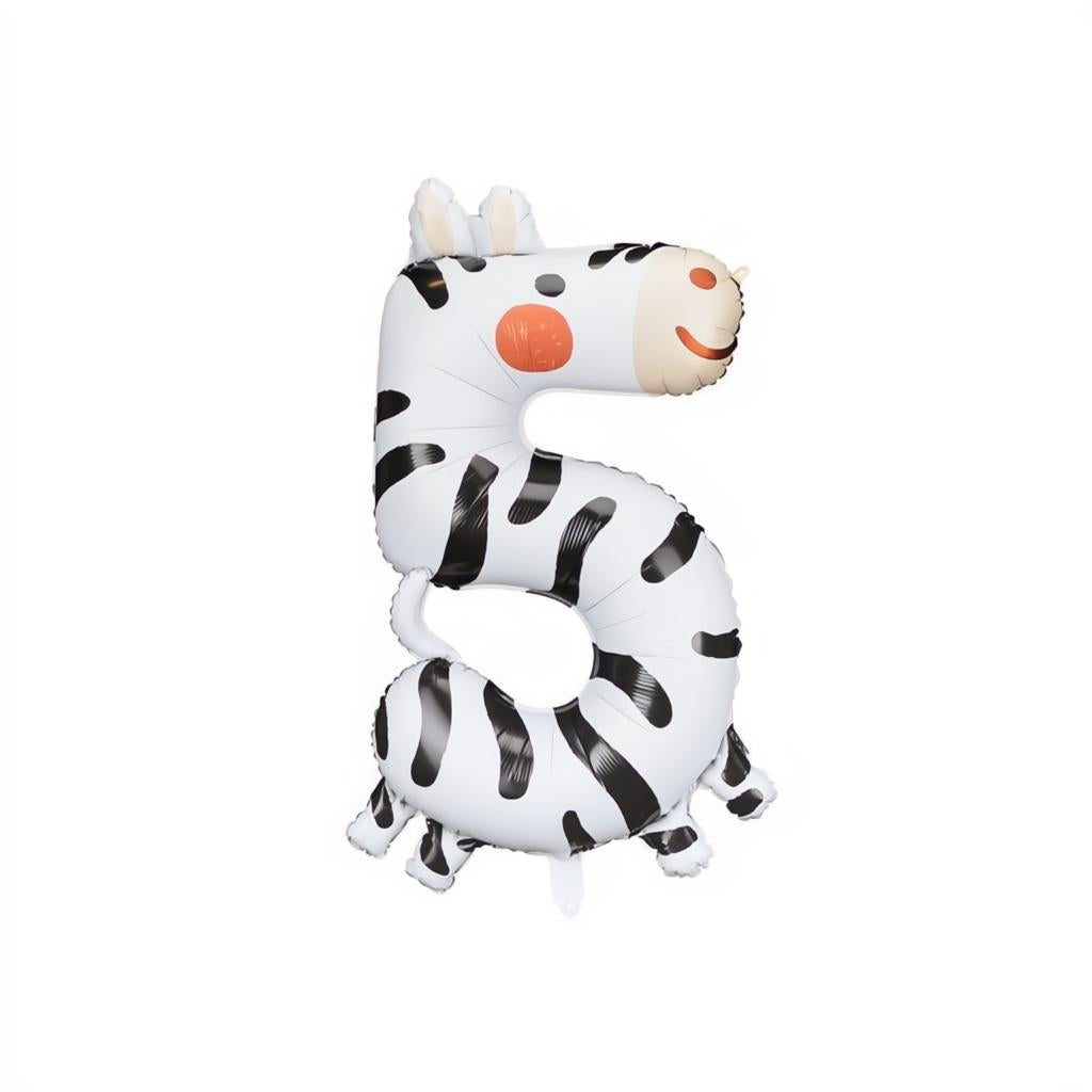 Folienballon Ziffer 5 - Zebra, 68x98 cm PartyDeco 1