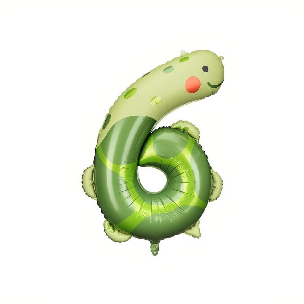 Folienballon Ziffer 6 - Schildkröte, 75x96 cm PartyDeco 1