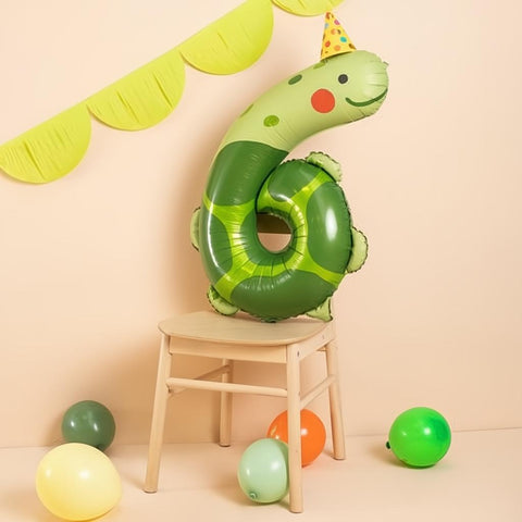 Folienballon Ziffer 6 - Schildkröte, 75x96 cm PartyDeco 4