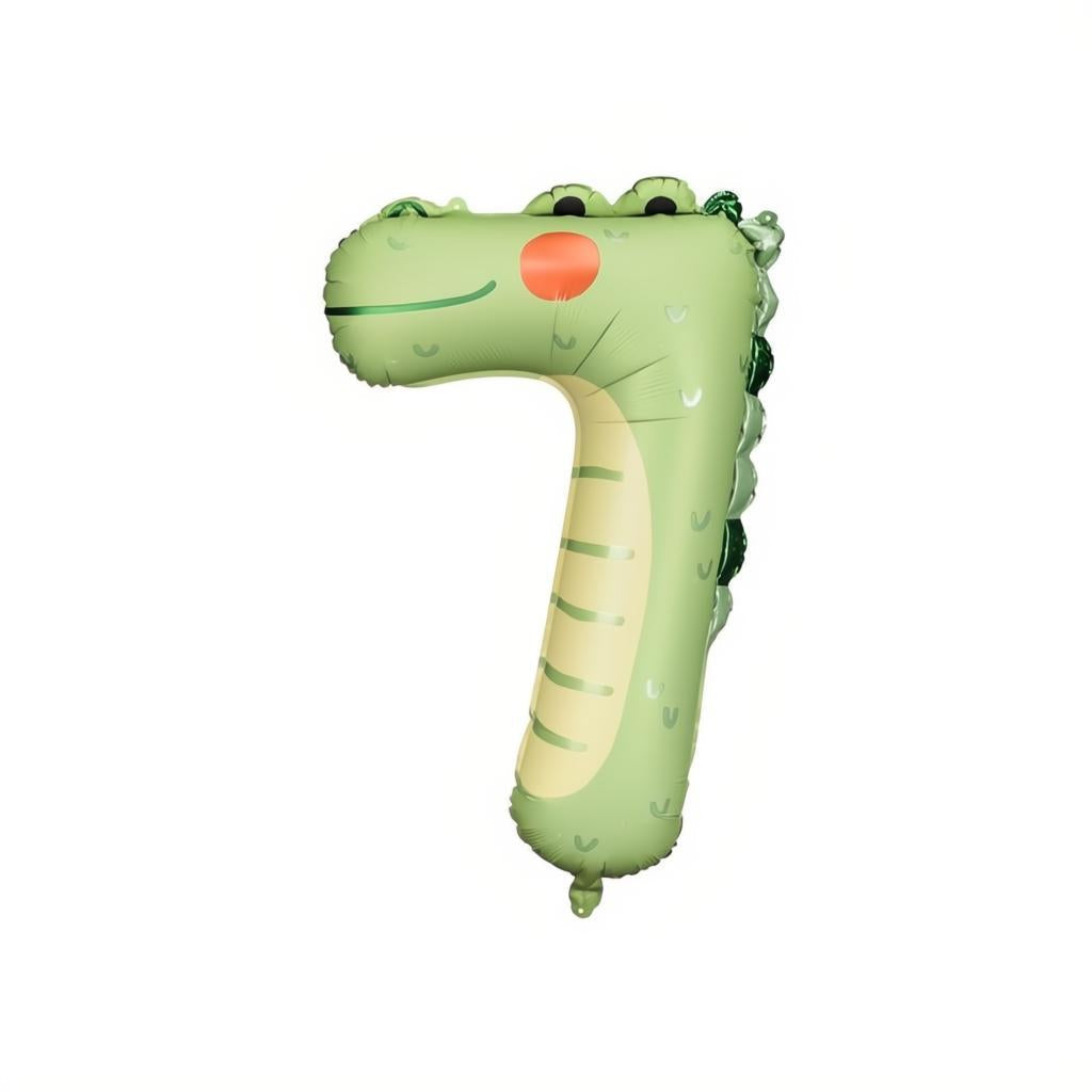 Folienballon Ziffer 7 - Krokodil, 56x85 cm PartyDeco 1