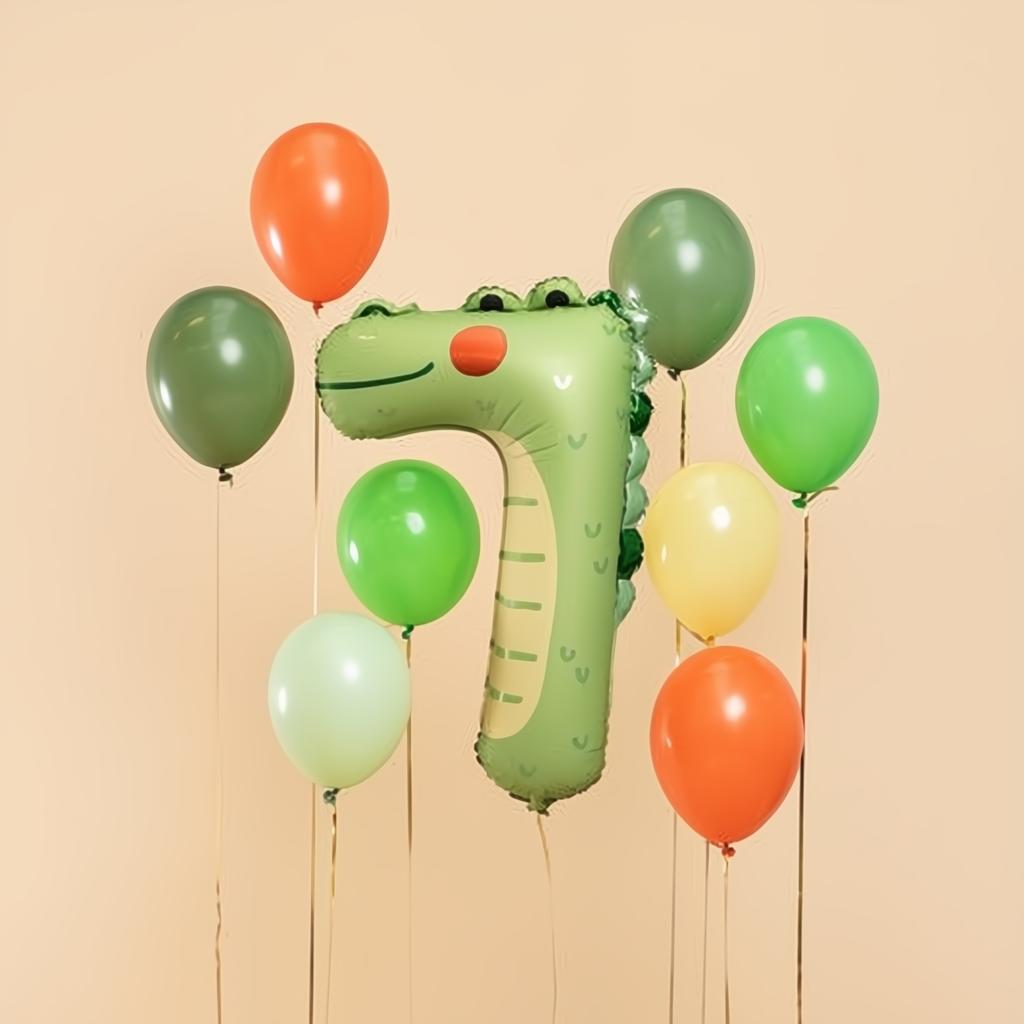 Folienballon Ziffer 7 - Krokodil, 56x85 cm PartyDeco 2