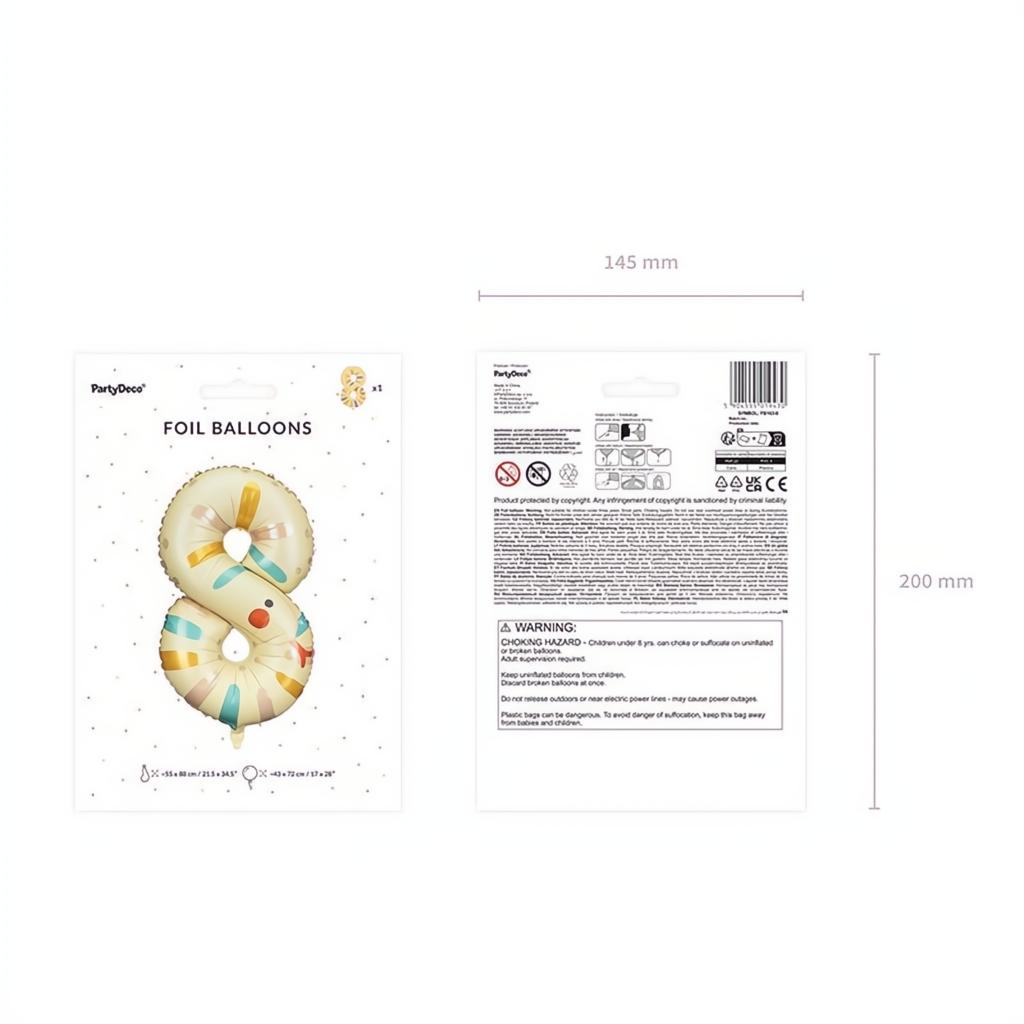 Folienballon Ziffer 8 - Schlange, 51x86 cm PartyDeco 4