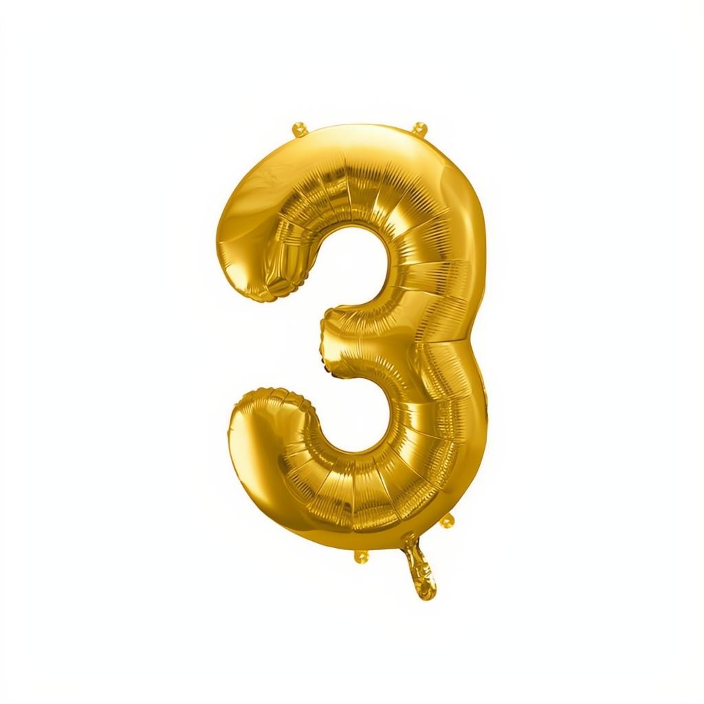 Folienballon Ziffer 86cm, Gold PartyDeco 4