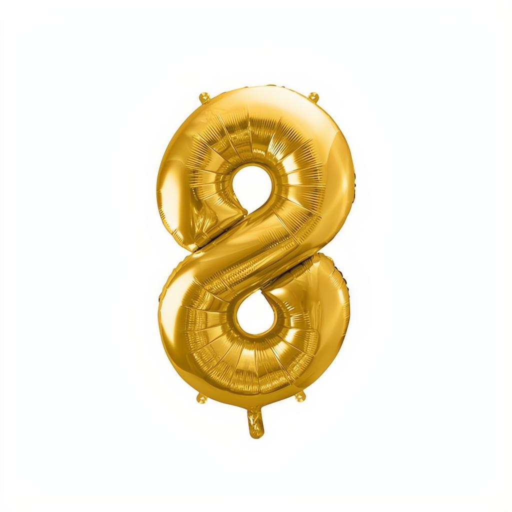 Folienballon Ziffer 86cm, Gold PartyDeco 9