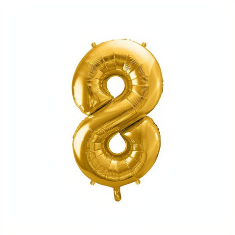 Folienballon Ziffer 86cm, Gold PartyDeco 9