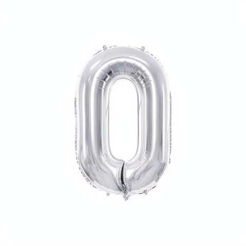 Folienballon Ziffer 86cm, Silber PartyDeco 1