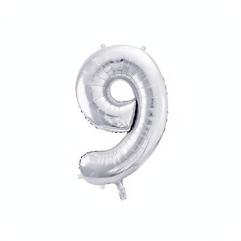 Folienballon Ziffer 86cm, Silber PartyDeco 10