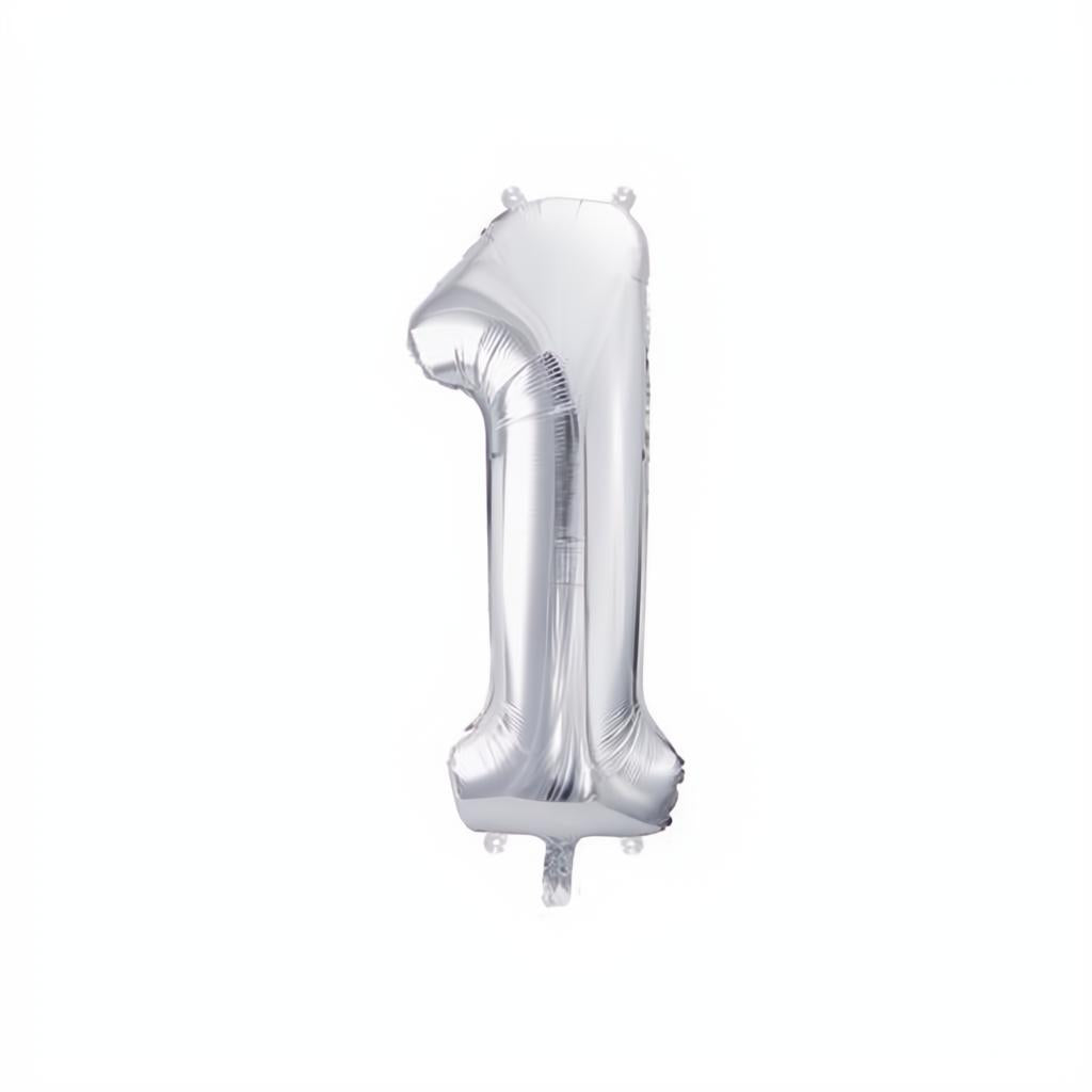 Folienballon Ziffer 86cm, Silber PartyDeco 2