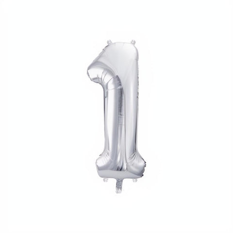 Folienballon Ziffer 86cm, Silber PartyDeco 2