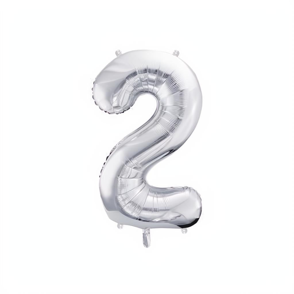 Folienballon Ziffer 86cm, Silber PartyDeco 3