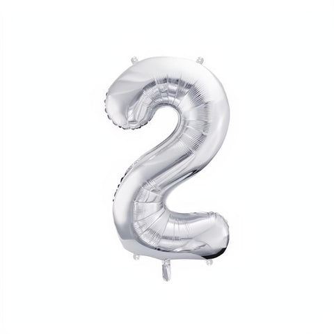 Folienballon Ziffer 86cm, Silber PartyDeco 3