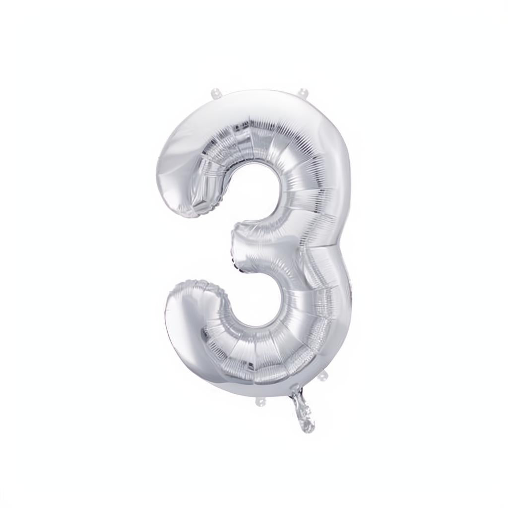 Folienballon Ziffer 86cm, Silber PartyDeco 4