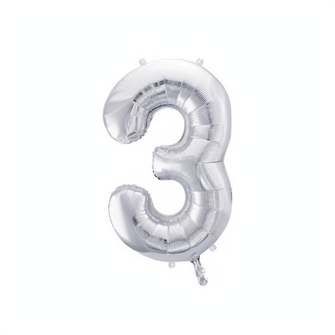 Folienballon Ziffer 86cm, Silber PartyDeco 4
