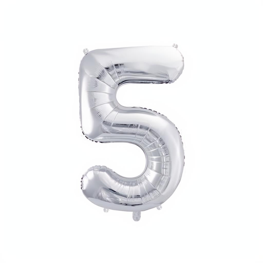 Folienballon Ziffer 86cm, Silber PartyDeco 6