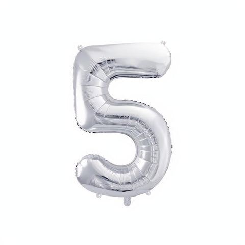 Folienballon Ziffer 86cm, Silber PartyDeco 6