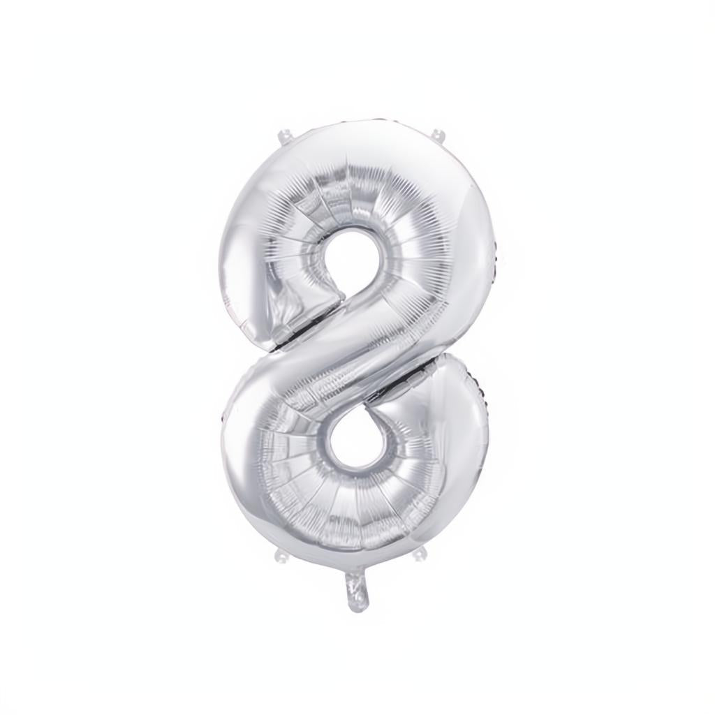 Folienballon Ziffer 86cm, Silber PartyDeco 9