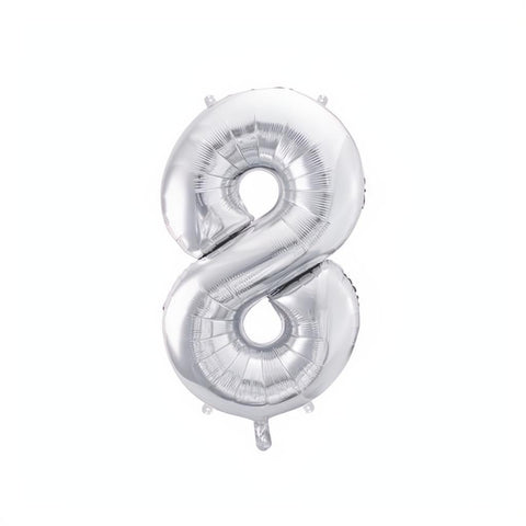 Folienballon Ziffer 86cm, Silber PartyDeco 9