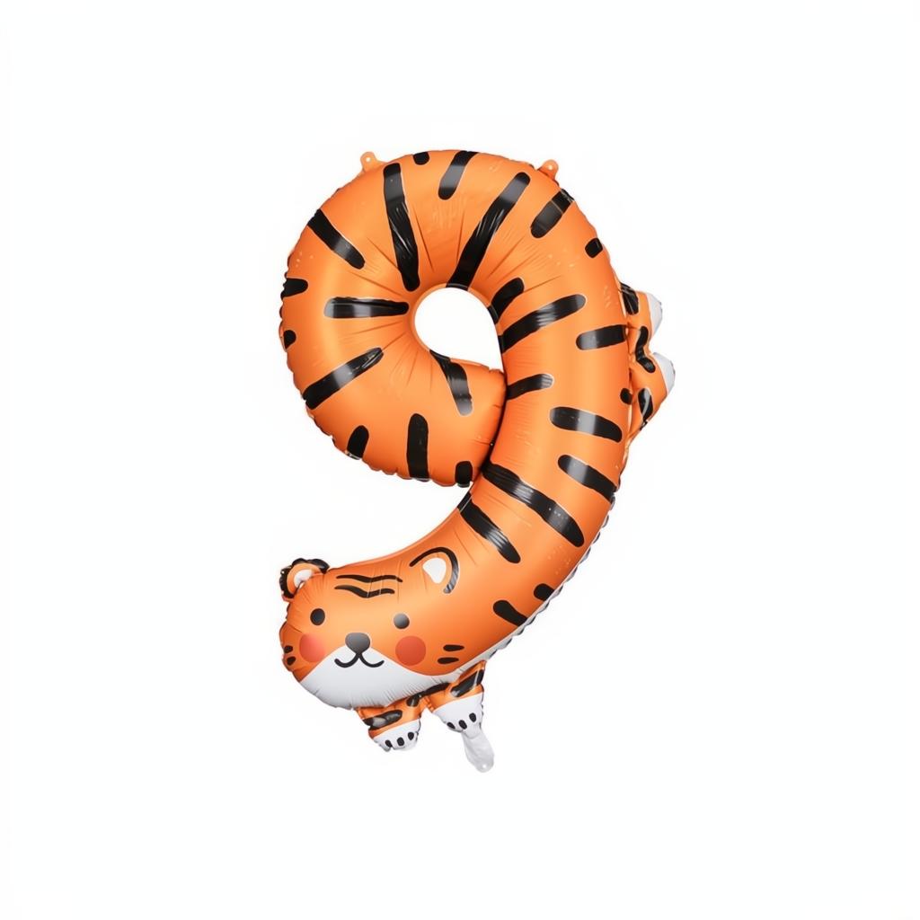 Folienballon Ziffer 9 - Tiger, 64x87 cm PartyDeco 1