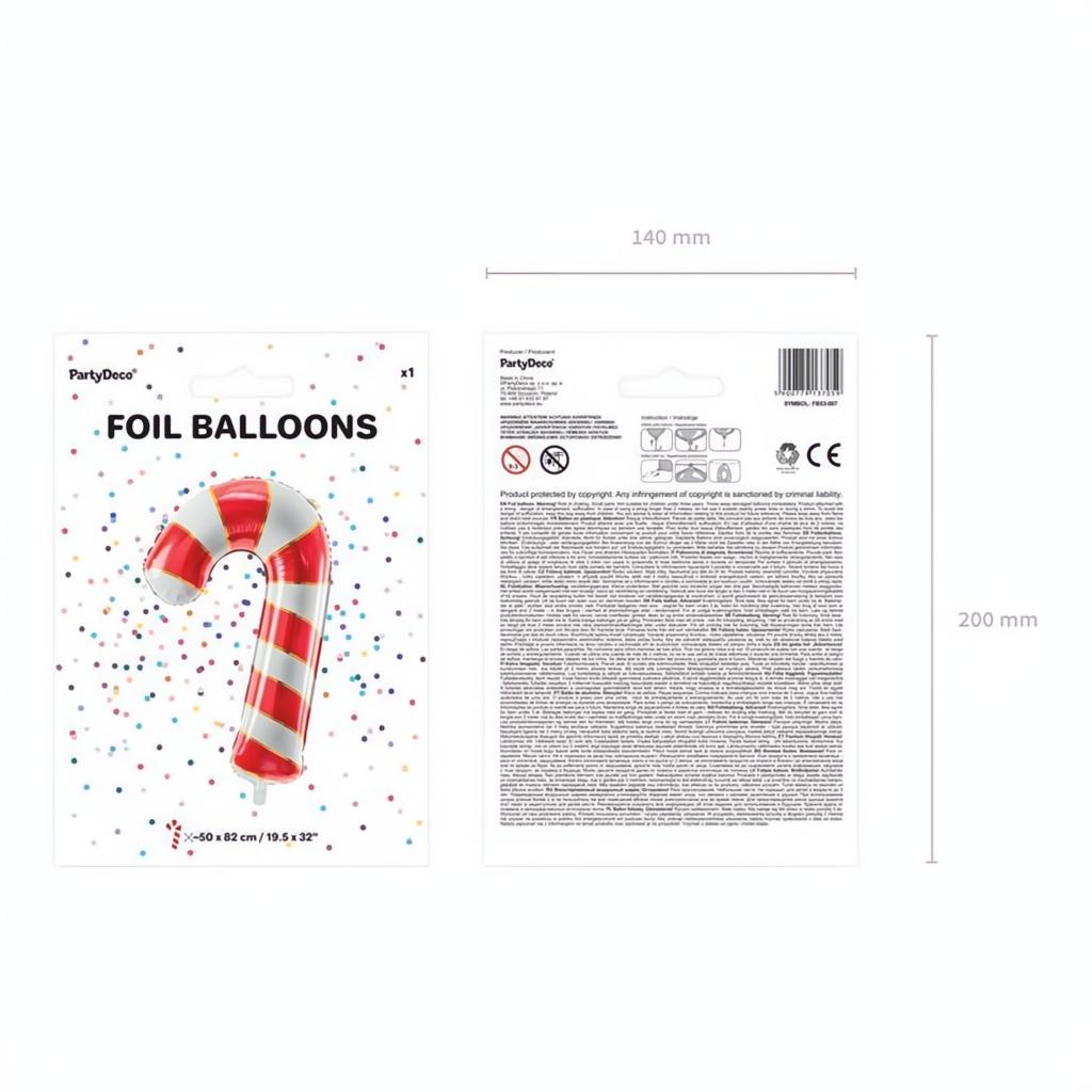 Folienballon Zuckerstange, 50x82cm, rot PartyDeco 6