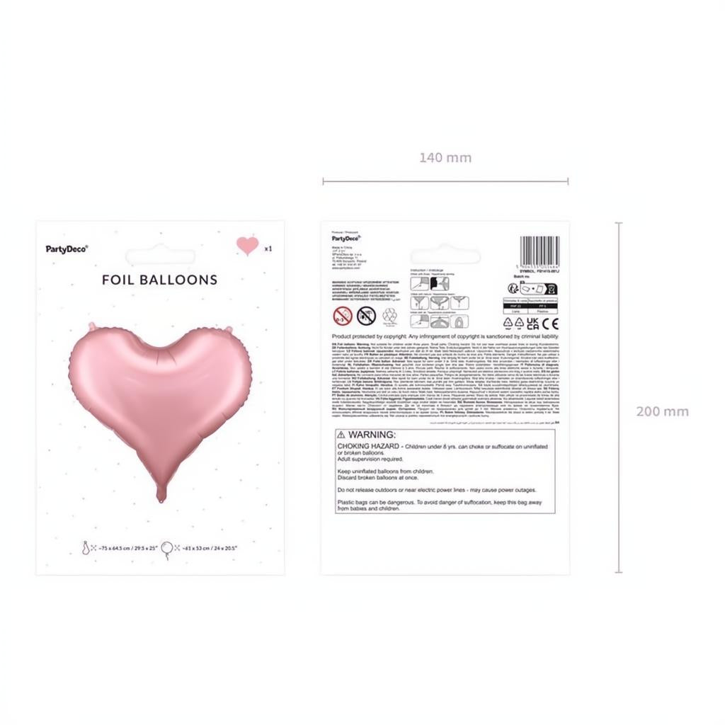 Folienluftballon Herz, 75x64,5 cm, hellrosa PartyDeco 4