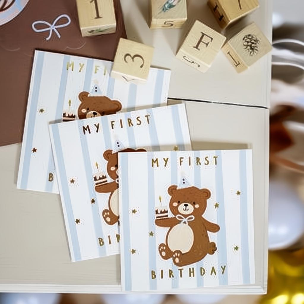 Geburtstagskarte Bär, 14x14 cm PartyDeco 3