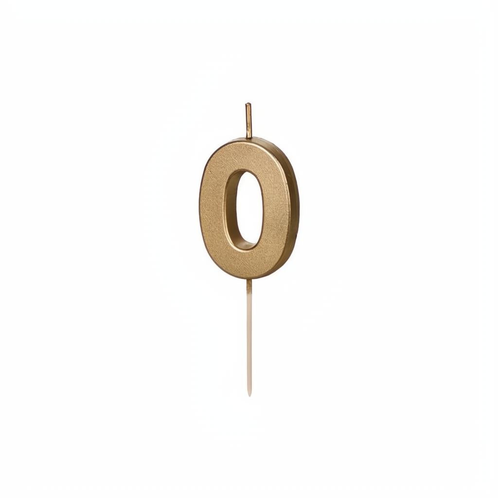 Geburtstagskerze Zahl 0, Gold PartyDeco 1