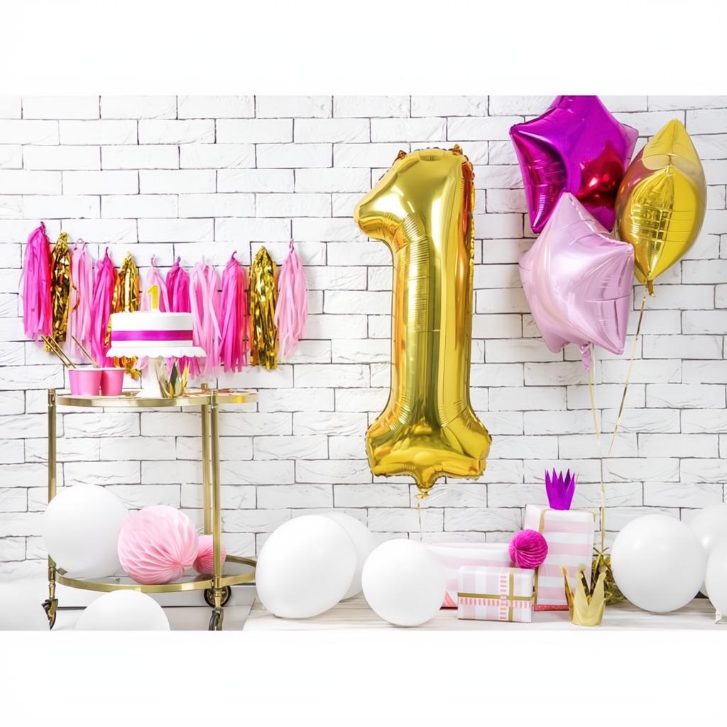 Geburtstagskerze Zahl 1, gold PartyDeco 2