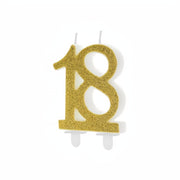Geburtstagskerze Zahl 18, gold PartyDeco 1