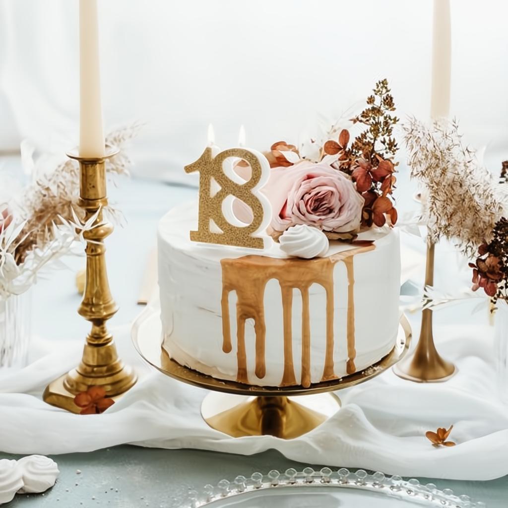 Geburtstagskerze Zahl 18, gold PartyDeco 2