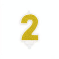 Geburtstagskerze Zahl 2, gold PartyDeco 3