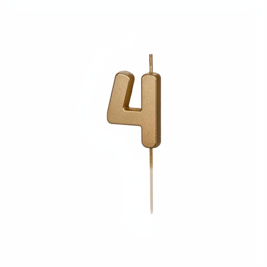 Geburtstagskerze Zahl 4, Gold PartyDeco 1