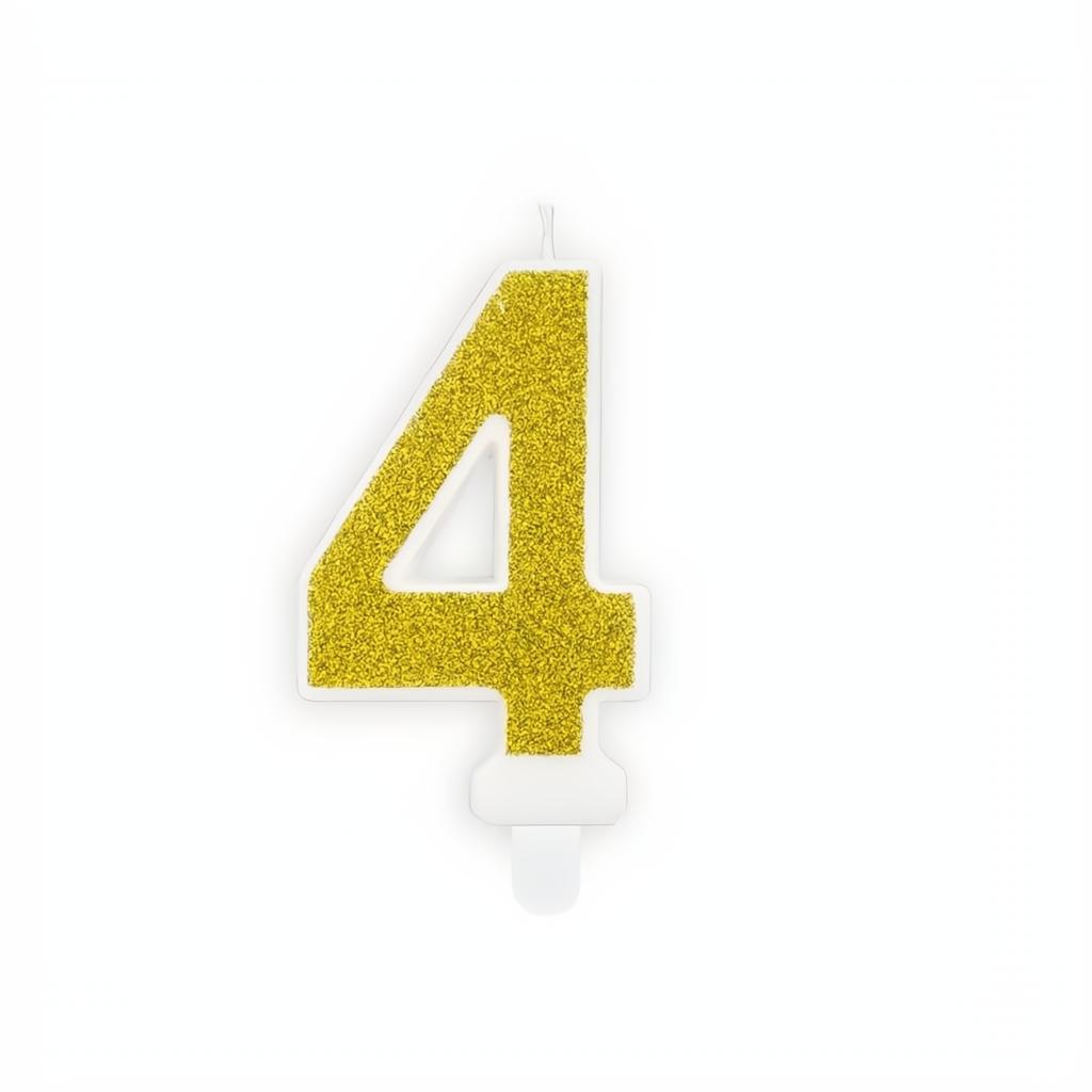 Geburtstagskerze Zahl 4, gold PartyDeco 3