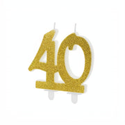 Geburtstagskerze Zahl 40, gold PartyDeco 1