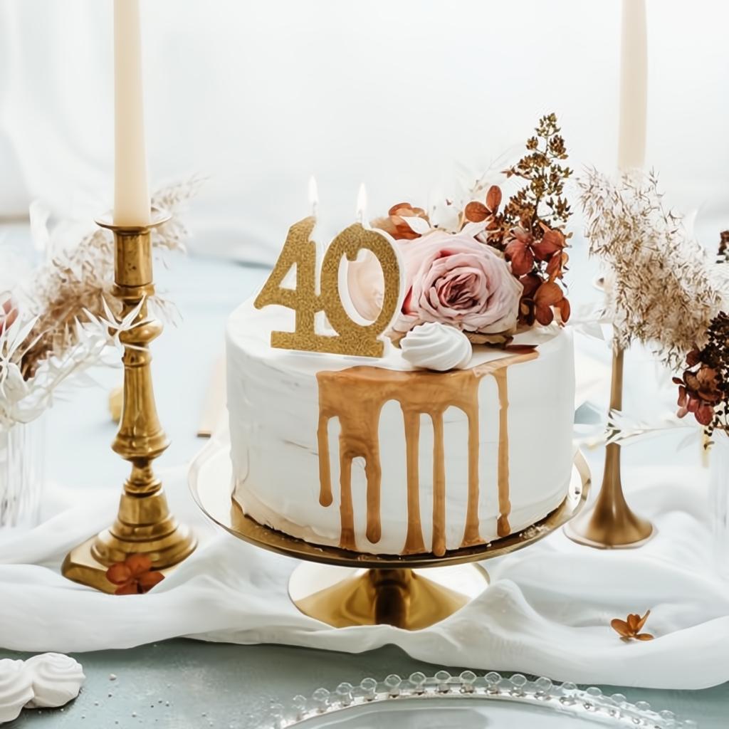 Geburtstagskerze Zahl 40, gold PartyDeco 2